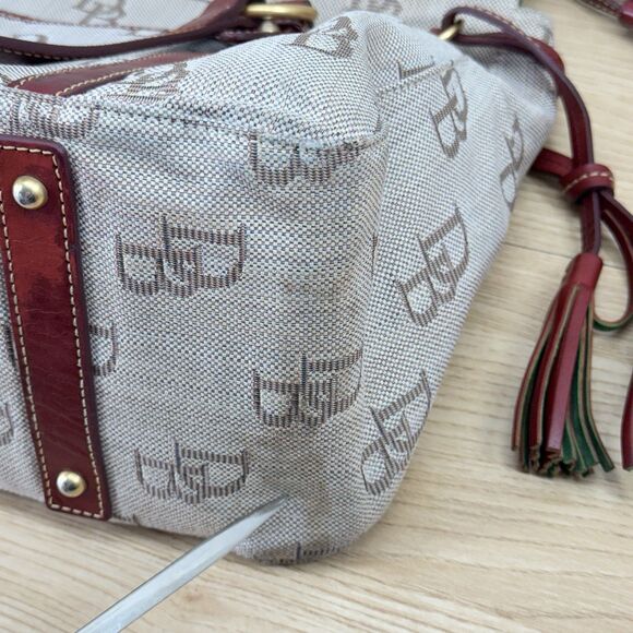 Dooney and Bourke Florentine Jacquard The Smith Bag Large in Red Monogram - Picture 15 of 16